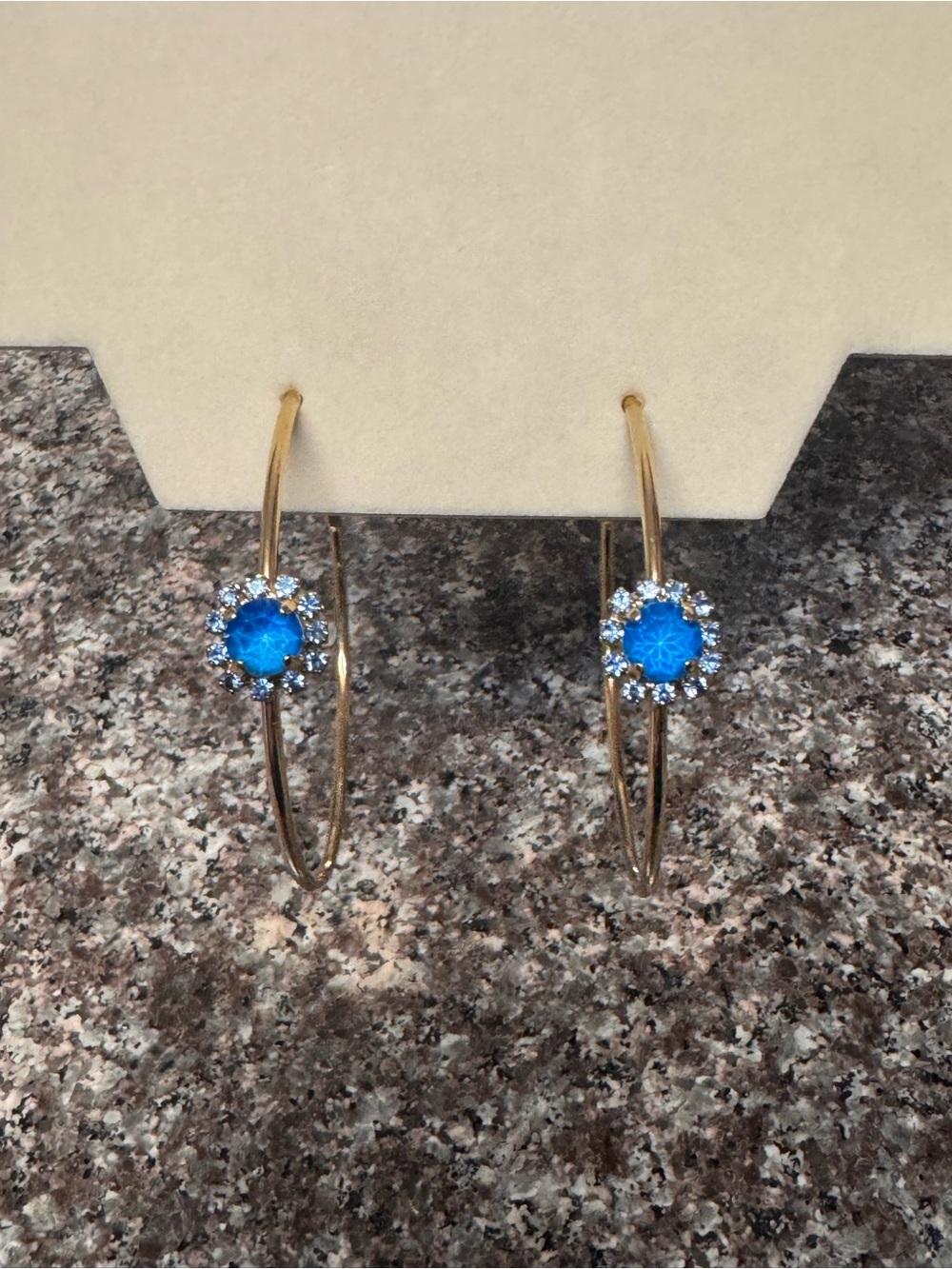 TOVA BIANCA Electric Blue Gold Hoop Earrings